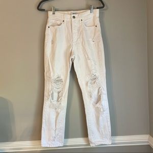 JBD Ripped White Straight Leg Jeans